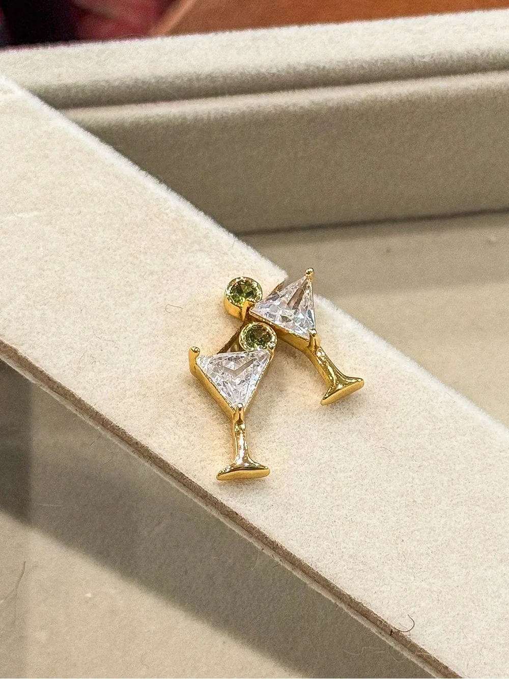 NWOT✨ Kate Spade Martini Glass CZ Stud Earrings Gold Tone